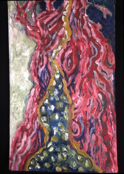 Becoming a Tree #8, 8.5in x 14in, oil on canvas, 2015 - artwork by Cecelia Kane