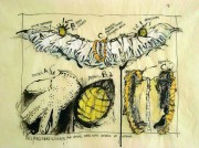 Helping Hand Wings for Hazel Who Was Afraid of Death, 30x25.5, india ink and pastel on canary tracing paper, 2006
